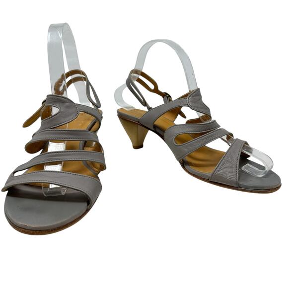 Coclico Leather Sandals Kitten‎ Heel Strappy Slingback Gray Size 38.5 US 8 8.5 - Picture 2 of 15